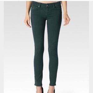 Paige Peg Skinny Emerald Pants
